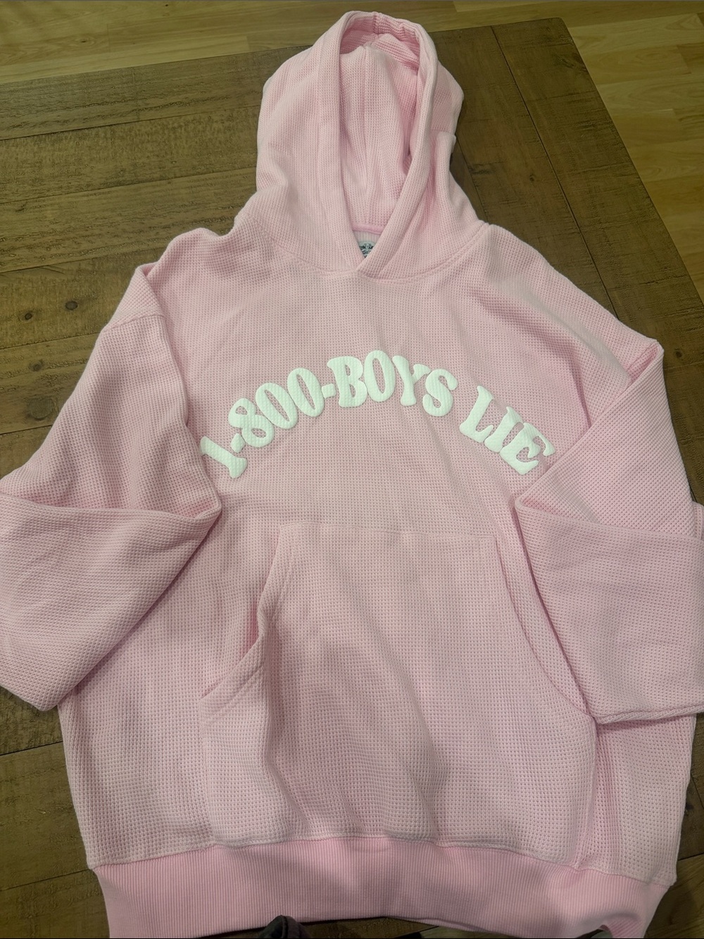 Boys Lie Pink Waffle-Knit Hoodie
